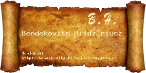 Bendekovits Hiláriusz névjegykártya